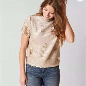 Ark & Co Shimmering Gold Sequin Top